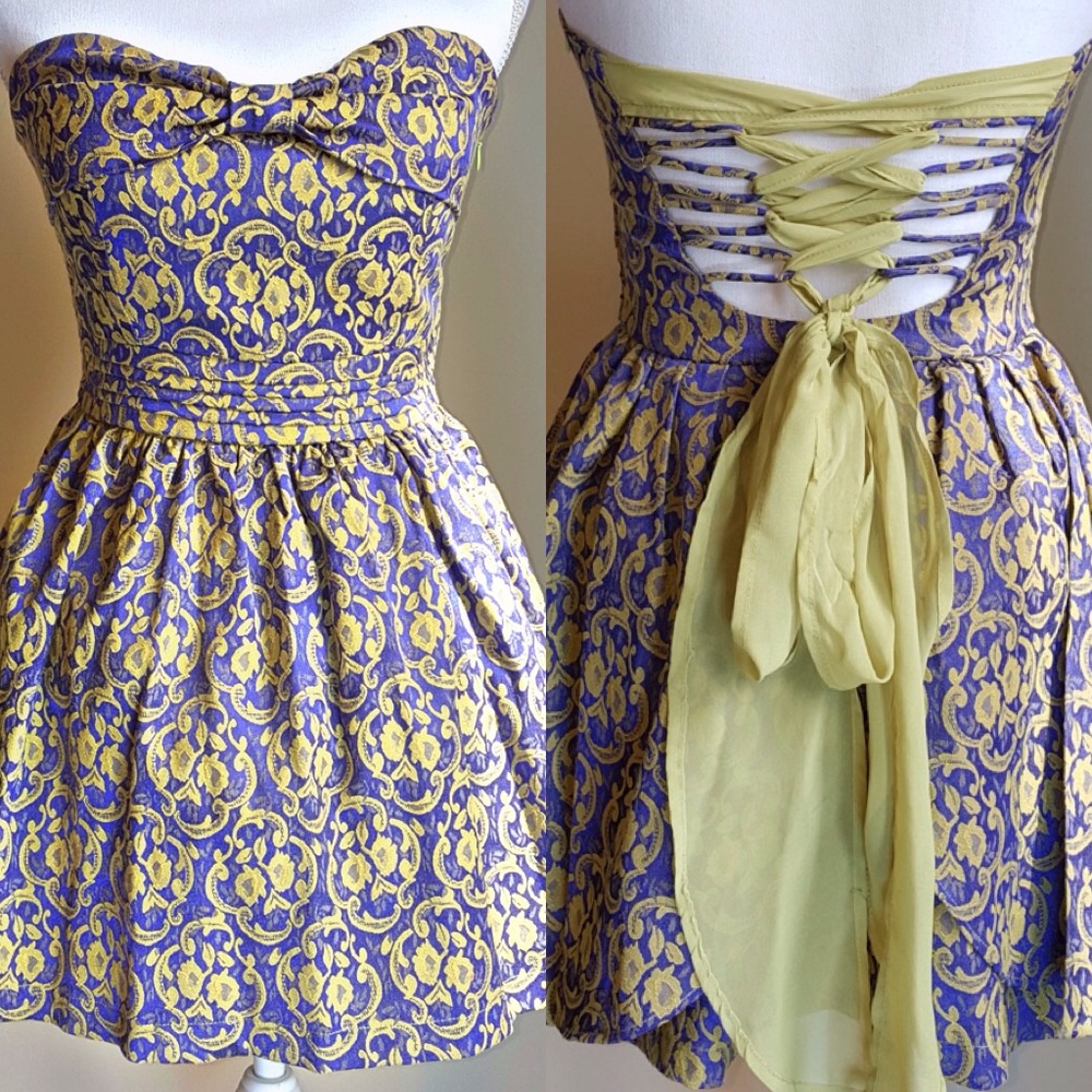 Akira Lace-Up Strapless Dress